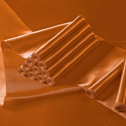 Manyshofu Burnt Orange Satin Table Runner 12x108 - Image 7