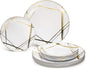 " OCCASIONS " 240 Plates Pack,(120 Guests) Premium Wedding Party Disposable Plastic Plates Set -120 x 10.25'' Dinner + 120 x 7.5'' Salad/Dessert (Monet, White & Gold)