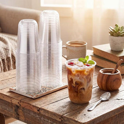 Ziliny 500 Pcs Disposable Stemless Glasses 16oz Crystal Plastic Wine Glasses - Image 2