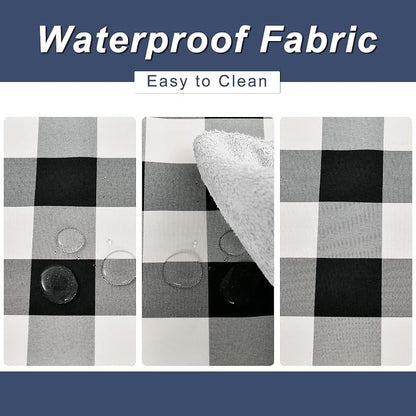Buffalo Plaid Table Runner Black and White 14W x 108L, 1 Piece | Waterproof - Image 5