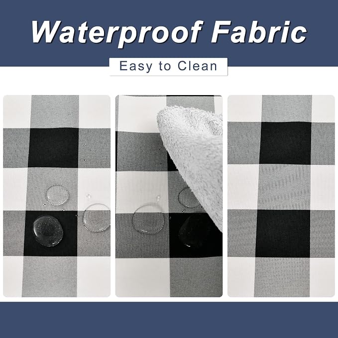 Buffalo Plaid Table Runner Black and White 14W x 72L, 1 Piece | Waterproof - Image 5