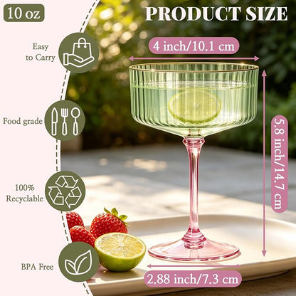 24PCS Plastic Martini Glasses, Unbreakable Reusable Champagne Coupe, Removable - Image 2