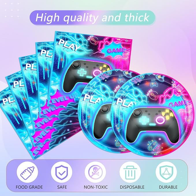 41Pcs Video Game Birthday Decorations Gaming Party Tableware Set Include Video - Image 4