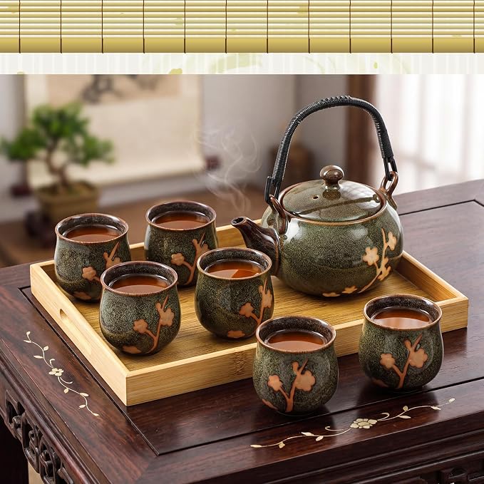 Layhit Japanese Tea Set with Teapot and 6 Cups, 20 oz Ceramic Asian Tea Set - Image 7