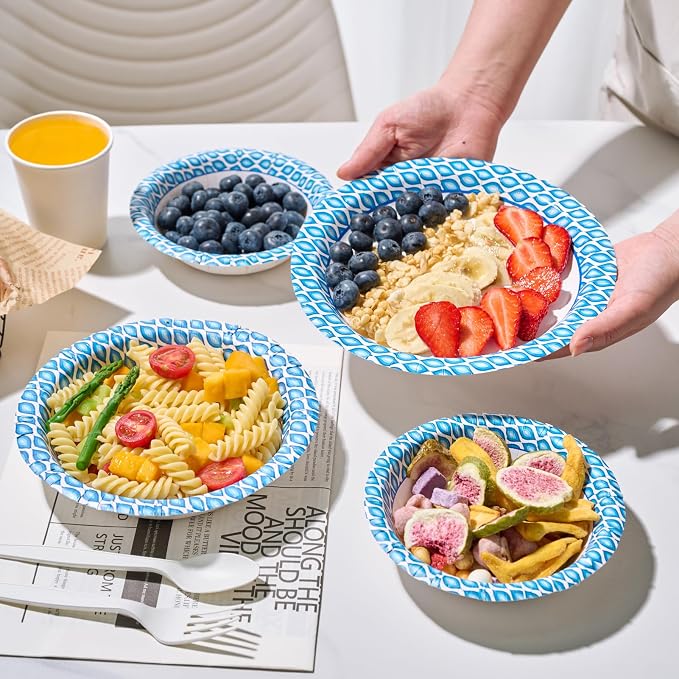 MUCHII 20 Oz Paper Bowls 180 Count Disposable Bowls, Printed Soak Proof Large - Image 8