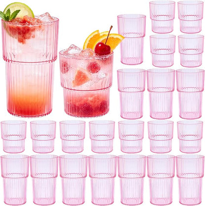 24 Pack Plastic Wine Glasses, 16 Oz Highball Glasses & 12 Oz Cocktail Glasses by Unknown