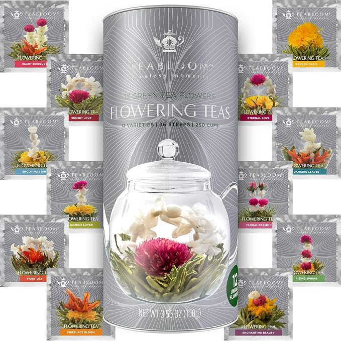 Teabloom Complete Glass Tea Set – Teapot, Loose Tea Infuser, 4 Insulated Teacups - Image 5