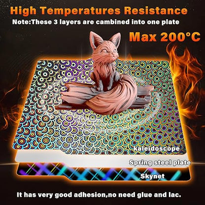 New Upgraded H1H Build Plate for Bambu Lab A1/X1C/X1/X1E/P1P/P1S/P2S 3D Printer, Smooth Kaleidoscope+Smooth Skynet Spring Steel Plate Flexible Plate 257x257mm for Bambu 3D Printers