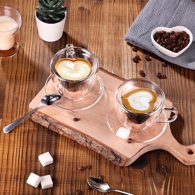 glastal Espresso Cup 5oz Double Walled Glass Coffee Mugs Tea Cups - Image 4