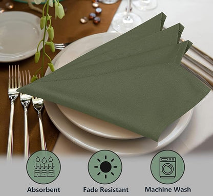 Ruvanti Cloth Napkins Set of 4, 18x18 Inches Napkins Cloth Washable, Soft, Durable, Absorbent, Cotton Blend. Table Dinner Napkins Cloth for Hotel, Lunch, Restaurant, Wedding Parties - Martini Olive