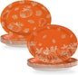 50Pcs Fall Pumpkins Oval Paper Plate Thanksgiving Plate 10" X 12" Large Disposable Heavy Duty Burnt Orange Pumpkin Autumn Leaves Platter for Terracotta Fall Harvest Thanksgiving Party Decoration