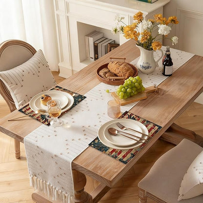 American Flag 12x18 Inch Placemats Set of 6 - Waterproof, Retro Eagle Non-Slip & Washable Table Mats for Kitchen & Dining Table Placemats