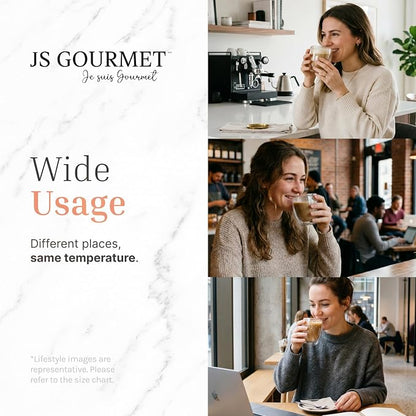 JS Gourmet Double Wall Glass Coffee Mugs Set of 6, 12oz/350ml Borosilicate - Image 7