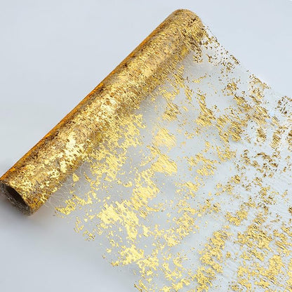 Snowkingdom Glitter Metallic Gold Table Runner 11 Inch x 32 Feet Thin Mesh by Snowkingdom