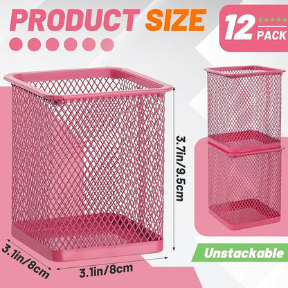 Segarty Pen Cup, 12 Pack Square Dark Pink Pen Holder - Image 2