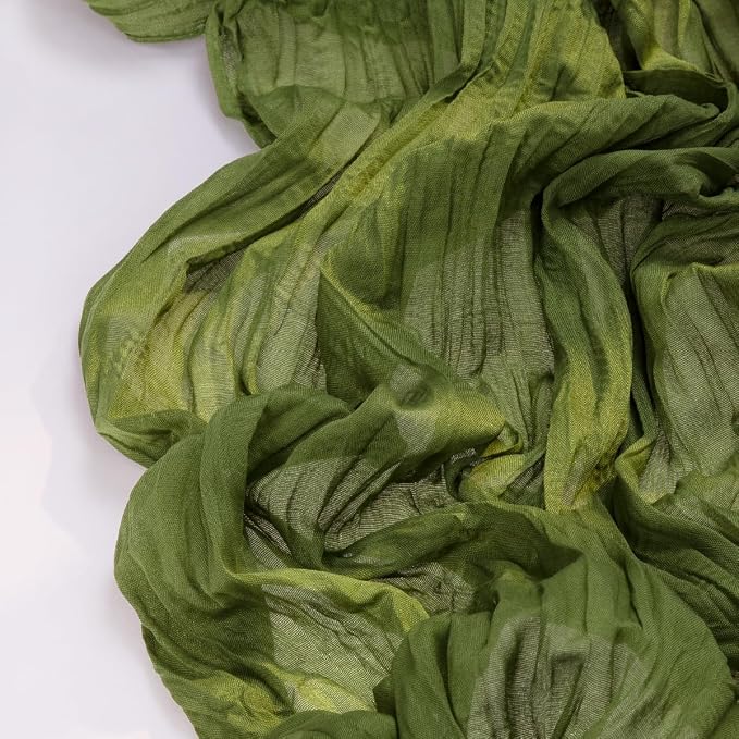 DeZerlor Olive Green Cheesecloth Table Runner 1 Pack Fall Runner | 120Inch - Image 3