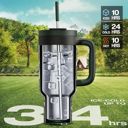 40 oz Camo Tumbler with Handle, 2-in-1 Straw and Sip Lid, Dishwasher Safe - Image 2