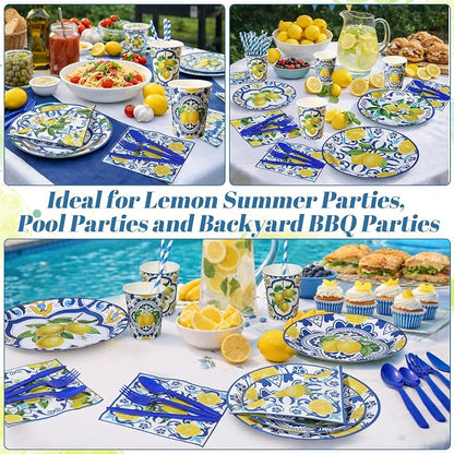 450 Pcs Capri Lemon Party Tableware Set Decorations, Serves 50 | Mediterranean - Image 5