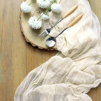 Efavormart 10ft Cream Gauze Table Runner - Image 2