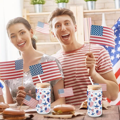 Sliner 2 Pcs Patriotic Glass Cups 4th of July Gifts Tumbler - Image 4