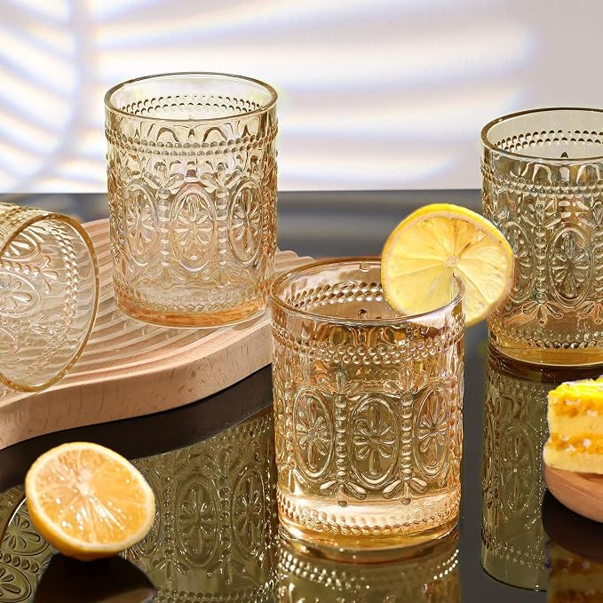 Darlion Amber Glassware, Vintage Drinking Glasses, 10oz Amber Glass Cups | Food - Image 7