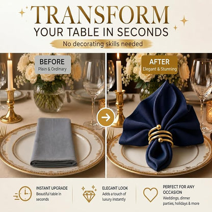 Gold Napkin Rings Set of 12 – Swirl Design – Elegant Napkin Rings Gold - Image 3