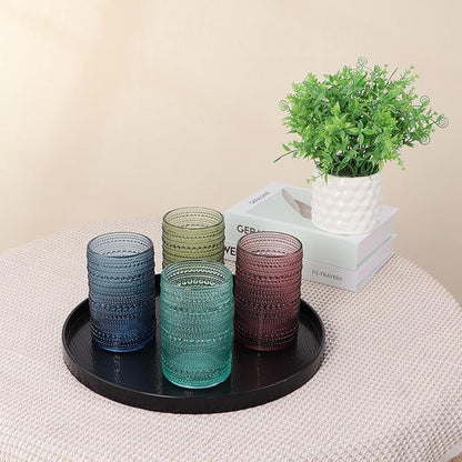 MDLUU Plastic Serving Tray, 13" Ottoman Tray, Round Butler Tray for Breakfast in Bed, Coffee Table Decor, Party