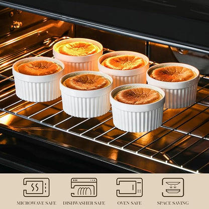 MALACASA Ramekins 12 oz Oven Safe, Porcelain Creme Brulee Ramekins Pudding - Image 4