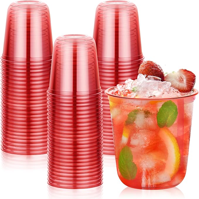 KesaPlan 100Pcs 12oz Red Plastic Party Cups, Disposable Wine Cocktail Cups | by KesaPlan