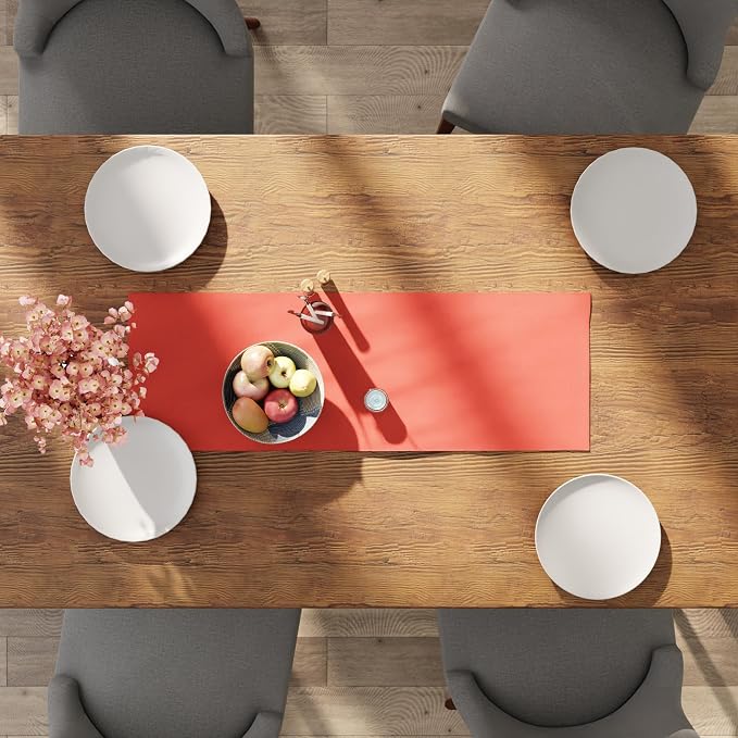 Encasa XO Table Runner, Cotton Canvas Dining Runner 13"x36" | Coral, 180 GSM - Image 4
