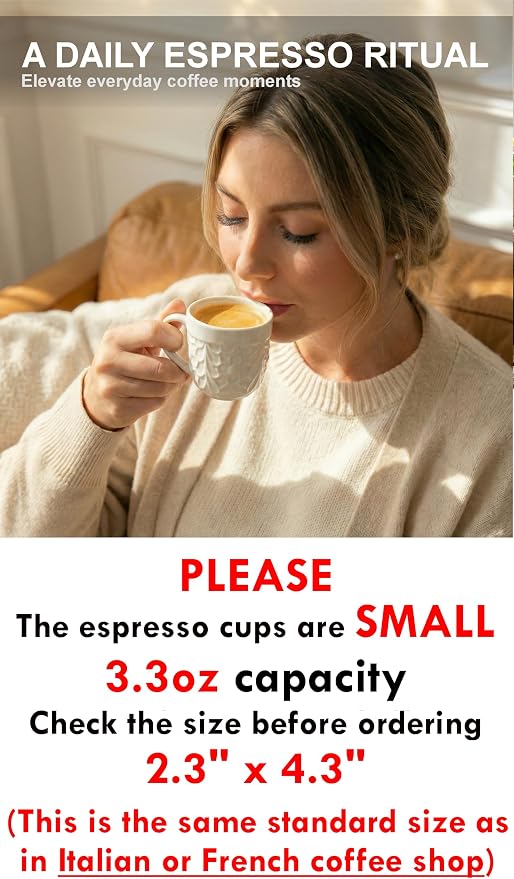 25DOL Small 3.3 Oz Ceramic Espresso Cups Set of 2 - Image 2