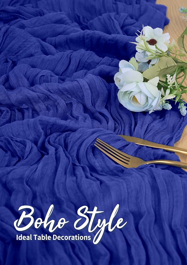 Pesonlook Cheesecloth Table Runner Royal Blue, 10 Pack 17.7x108 inch, Long | - Image 5