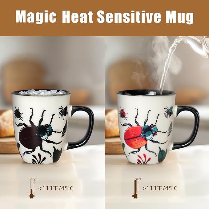16 oz Beetle Coffee Mug, Color Changing Cup | Ceramic Mug - Image 3