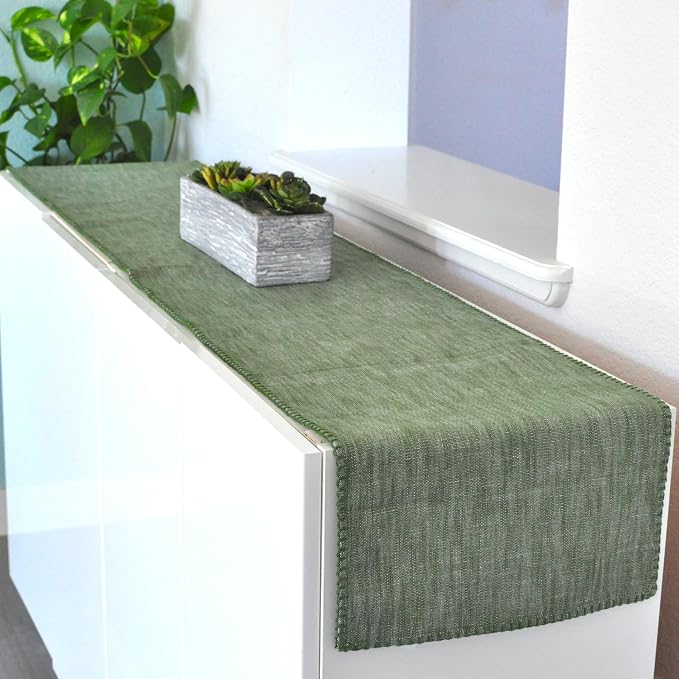 Cotton Table Runner 72 inches Long Decorative Stitched Edge Kitchen Table - Image 5