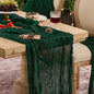 6 Pack Emerald Green Cheesecloth Table Runner Boho Christmas Decor | 120 Inch by Playieer