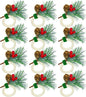 WINGFISH Christmas Napkin Rings Set of 12 Snowy Pine Cone Poinsettia Red Berry Wooden Napkin Rings Christmas Napkin Holders Decor for Xmas Holiday Party Gathering Dinner