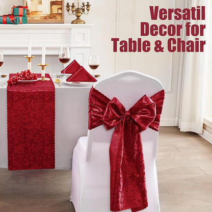 RUDONG M Satin Table Runners, 12 x 108 Inch, 2 Pack | Long Silky Damask - Image 6