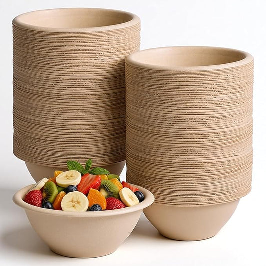 200 Pcs 8 Oz Compostable Disposable Paper Bowls, Natural Sugarcane Bowls Eco-Friendly Soup Bowl for Ice Cream Desserts Salads Pet Food
