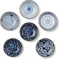 Dipping Bowls, Soy Sauce Dish Ceramic, 3 OZ Small Serving Bowls for Side Dishes Vintage Blue Stylish Design, Set of 6 Mini Appetizer Plates for Condiment Sushi Ketchup BBQ Party, 4 Inch
