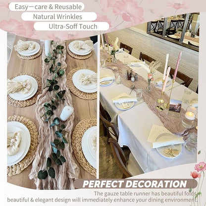 Showgeous 4 Pack Rosy Brown Cheesecloth Table Runner, 17 x 108 Inches | Boho - Image 6