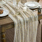 Artoid Mode Beige Gold Gauze Table Runner 120 Inch 10Pcs, Glitter Metallic Foil Sheer Dining Wedding Anniversary Holiday Birthday Table Decor for Home Party