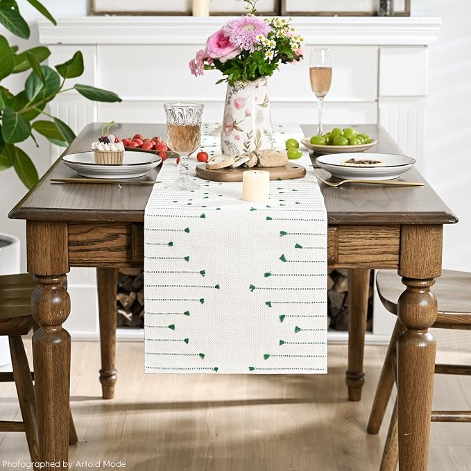 Artoid Mode Dark Green Boho Table Runner - Image 2