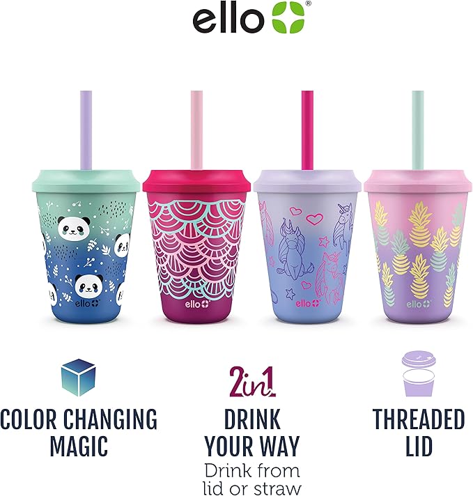 Ello 12oz Kids Plastic Reusable Color Changing Cups - Image 3