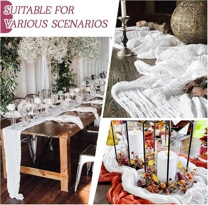 6 Pack White Cheesecloth Table Runner 17x108 Inch Semi Sheer Boho Gauze Cheese - Image 3