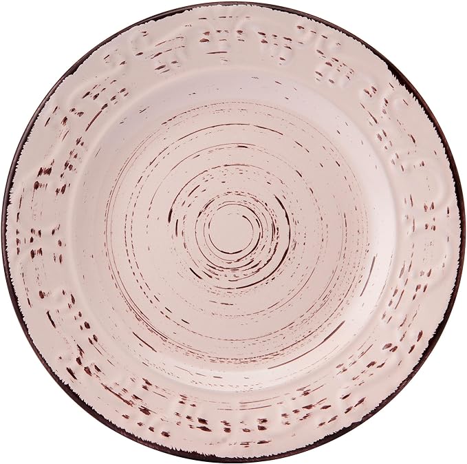 Pfaltzgraff Pink Trellis 12-Piece Dinnerware Set, Stoneware Plates and Bowls - Image 7