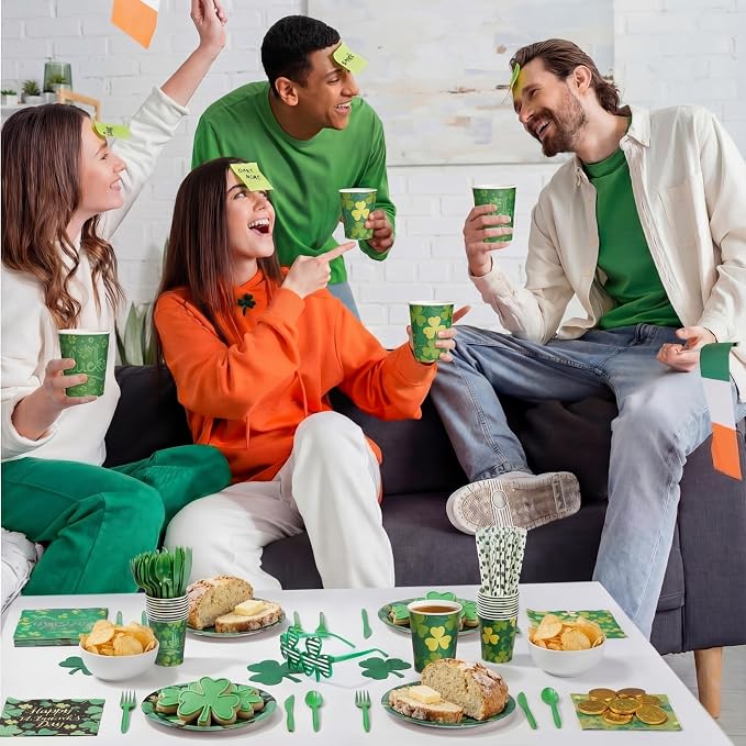 450 Pcs Happy St. Patrick's Day Tableware Set Decoration Serves 50 | Lucky - Image 4