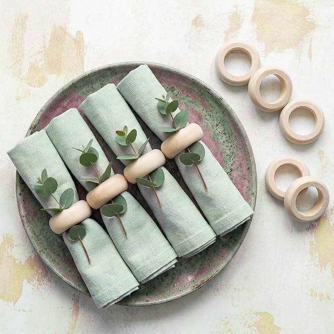 24 Pcs Wooden Napkin Rings Unfinished Wood Table Napkin Holders Farmhouse - Image 6