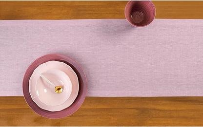 Solino Home 100% Pure Linen Dining Table Runner Pink, Athena 14 x 90 in | Table - Image 3