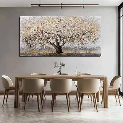 Gold Wall Decor Large Framed Canvas Art for Living Room Vintage Botanical Pictures Office Poster Prints Artwork Paintings for Home Hotel 29”x58”