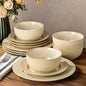 Ceramic Dinnerware Set for 4, 12-Piece Plates and Bowls Set | Lightweight by TheTerra